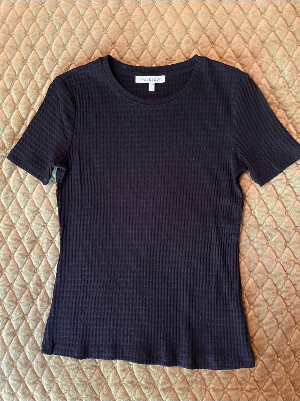 Workshop Republic Clothing Black Ribbed Crewneck Short Sleeve Tee